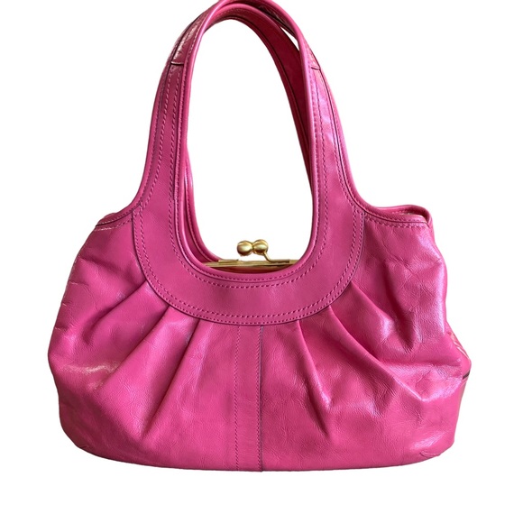 (1405) COACH PURSE ERGO PLEADED PATENT LEATHER HANDBAG FUCHSIA - Picture 13 of 16
